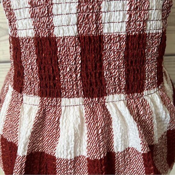 Loft Rust & White Smocked Stretchy Peplum Sleeveless Top - Picture 8 of 10